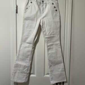 White Flared Pants with Button Details